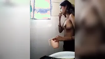 Office Babe Washing Up Topless Caught On Hidden Camera