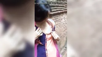 Village GF Flashing Her Big Boobs Outdoors For Her Man