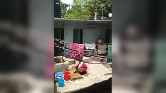 Catching Neighbor Bhabhi Washing Herself Outdoors On Hidden Cam