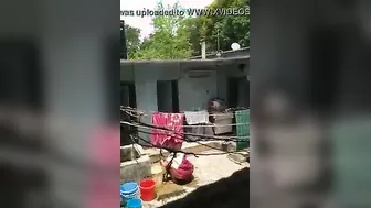 Catching Neighbor Bhabhi Washing Herself Outdoors On Hidden Cam