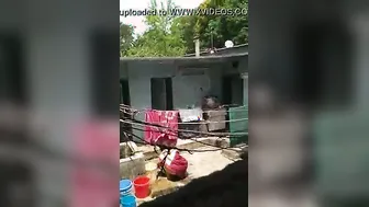 Catching Neighbor Bhabhi Washing Herself Outdoors On Hidden Cam