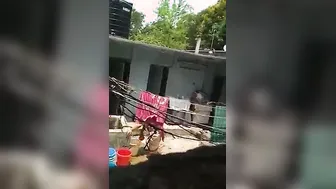 Catching Neighbor Bhabhi Washing Herself Outdoors On Hidden Cam