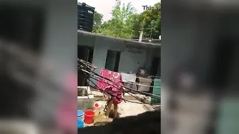 Catching Neighbor Bhabhi Washing Herself Outdoors On Hidden Cam