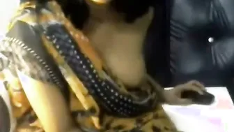 Desi Wife Stripping Out Of Her Saree On Webcam For Me
