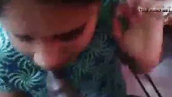 Maid Secretly Blowing Her Boss While His Wife Is Out Shopping