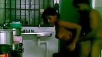 Horny Couple Fucking Hard Against The Kitchen Counter At Night