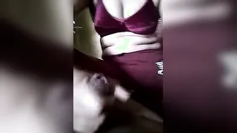 Naughty Wife Stroking His Big Cock Until He Cums All Over Her
