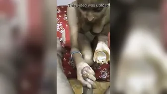 Desi Wife Stroking Husband's Oiled Cock Until He Explodes