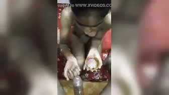 Desi Wife Stroking Husband's Oiled Cock Until He Explodes