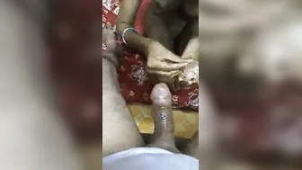 Desi Wife Stroking Husband's Oiled Cock Until He Explodes