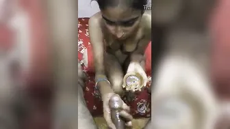 Desi Wife Stroking Husband's Oiled Cock Until He Explodes
