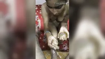 Desi Wife Stroking Husband's Oiled Cock Until He Explodes