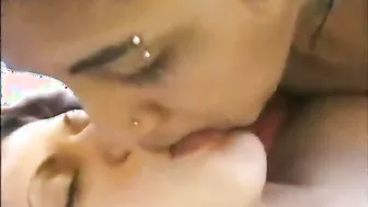 Two GF's Kissing Passionately Touching Bodies In Dark Room