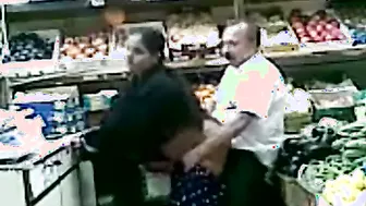 Married Couple Sneaking Quickie In Supermarket Storage Room