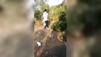 College Teen Couple Sneaking Outdoor Fun After Classes Finish