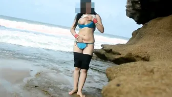 Newlywed Couple Making Love Outdoors On Their Honeymoon Getaway
