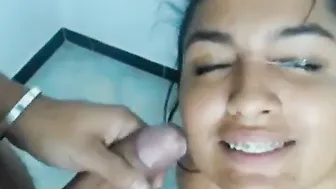 Horny Teenage Slut Taking A Massive Load All Over Her Pretty Face