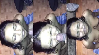Married Bhabhi Taking Massive Load On Her Face From Young Stud