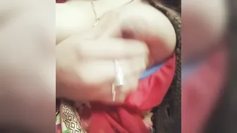 Desi Wife Squeezing Her Huge Tits Live On Camera Feeling Herself