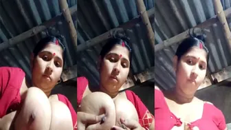My Bengali Wife Squeezing Her Massive Tits For The Camera Now