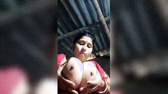 My Bengali Wife Squeezing Her Massive Tits For The Camera Now