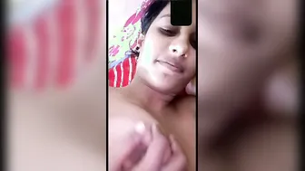 Young Unmarried Girl Exposing Her Perky Tits In Private Bedroom