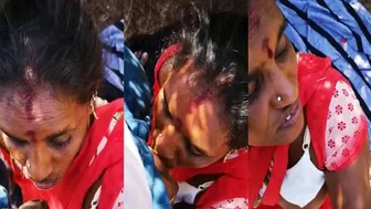 Village Slut Sucking Client Outdoors Behind Local Market Area