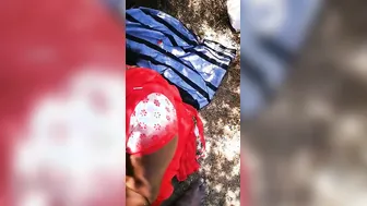 Village Slut Sucking Client Outdoors Behind Local Market Area