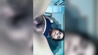 Hairy Pussy GF Touching Herself Moaning In Her Bedroom