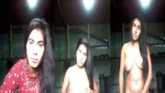 Village Girl Showing Off Her Huge Natural Tits Bouncing For Him