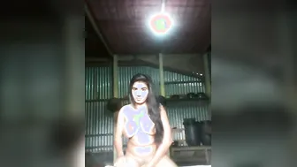 Village Girl Showing Off Her Huge Natural Tits Bouncing For Him