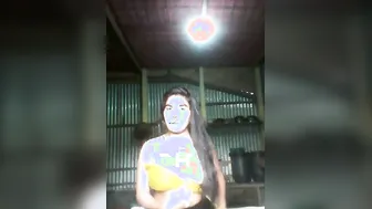 Village Girl Showing Off Her Huge Natural Tits Bouncing For Him