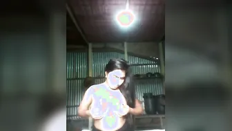 Village Girl Showing Off Her Huge Natural Tits Bouncing For Him