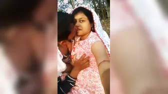 Squeezing My GF's Big Soft Tits Outdoors Homemade Footage