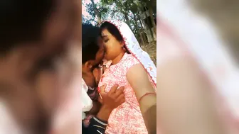 Squeezing My GF's Big Soft Tits Outdoors Homemade Footage