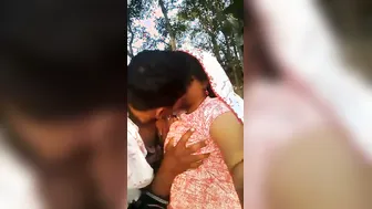 Squeezing My GF's Big Soft Tits Outdoors Homemade Footage