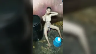 Young Manipuri GF Filming Her Nude Bath For Her Lover