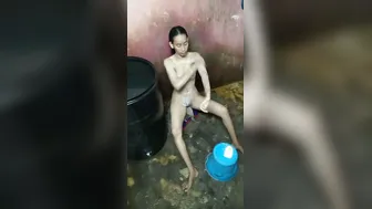 Young Manipuri GF Filming Her Nude Bath For Her Lover