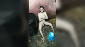 Young Manipuri GF Filming Her Nude Bath For Her Lover