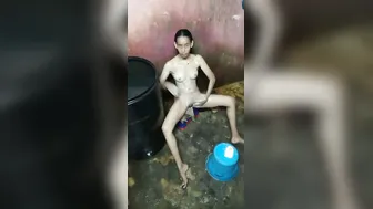 Young Manipuri GF Filming Her Nude Bath For Her Lover