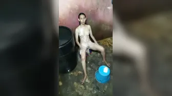 Young Manipuri GF Filming Her Nude Bath For Her Lover