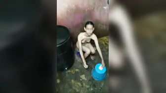 Young Manipuri GF Filming Her Nude Bath For Her Lover