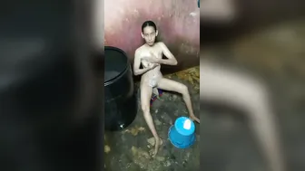 Young Manipuri GF Filming Her Nude Bath For Her Lover