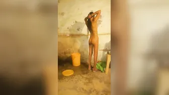 Village Babe Bathing Completely Naked Filmed In Private Moment