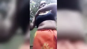 Chubby Village Bhabhi Bathing Outside Captured On Selfie Cam