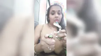 Topless Bhabhi Smoking Hookah And Showing Off Her Big Boobs