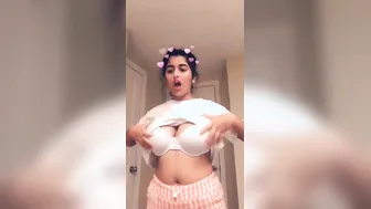 Busty Babe Showing Off Her Massive Tits During Video Call