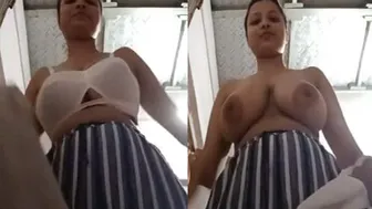 Cute College Babe Stripping Naked For BF Selfie Video