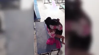 College GF Fucking BF On Park Bench After Class