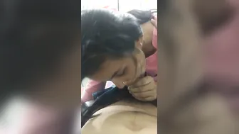 Hindi Speaking GF Deepthroating And Gagging On His Cock